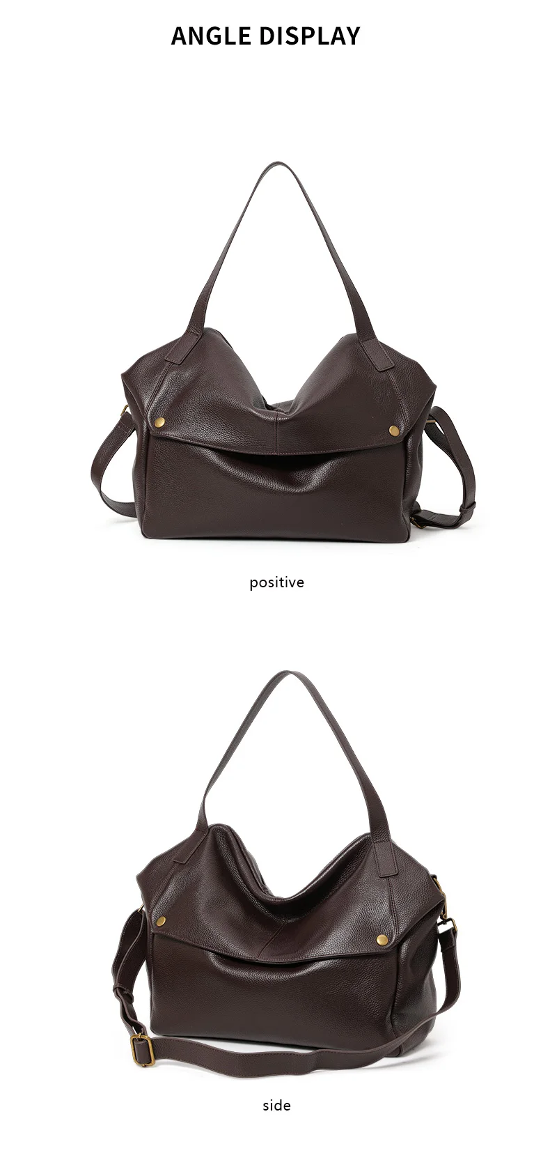 2026 Winter Neue Großraumige Schulter-Ledertasche Europäische und Amerikanische Weiche Leder-Tragetasche Einfache Casual Damenhandtasche – Detail 7