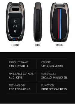 Custodia portachiavi in lega per Audi A1 A3 A6l A4L A8l A5 Q5 Q7 portachiavi Shell accessori Auto intelligenti a distanza - Custodia portachiavi in lega per Audi A1 A3 A6l A4L A8l A5 Q5 Q7 portachiavi