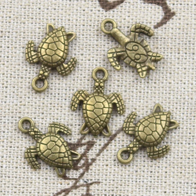 20pcs 매력 거북이 거북이 바다 16x12mm 골동품 만드는 펜던트에 맞게, 빈티지 티벳 청동 실버 색상, DIY 수제 보석