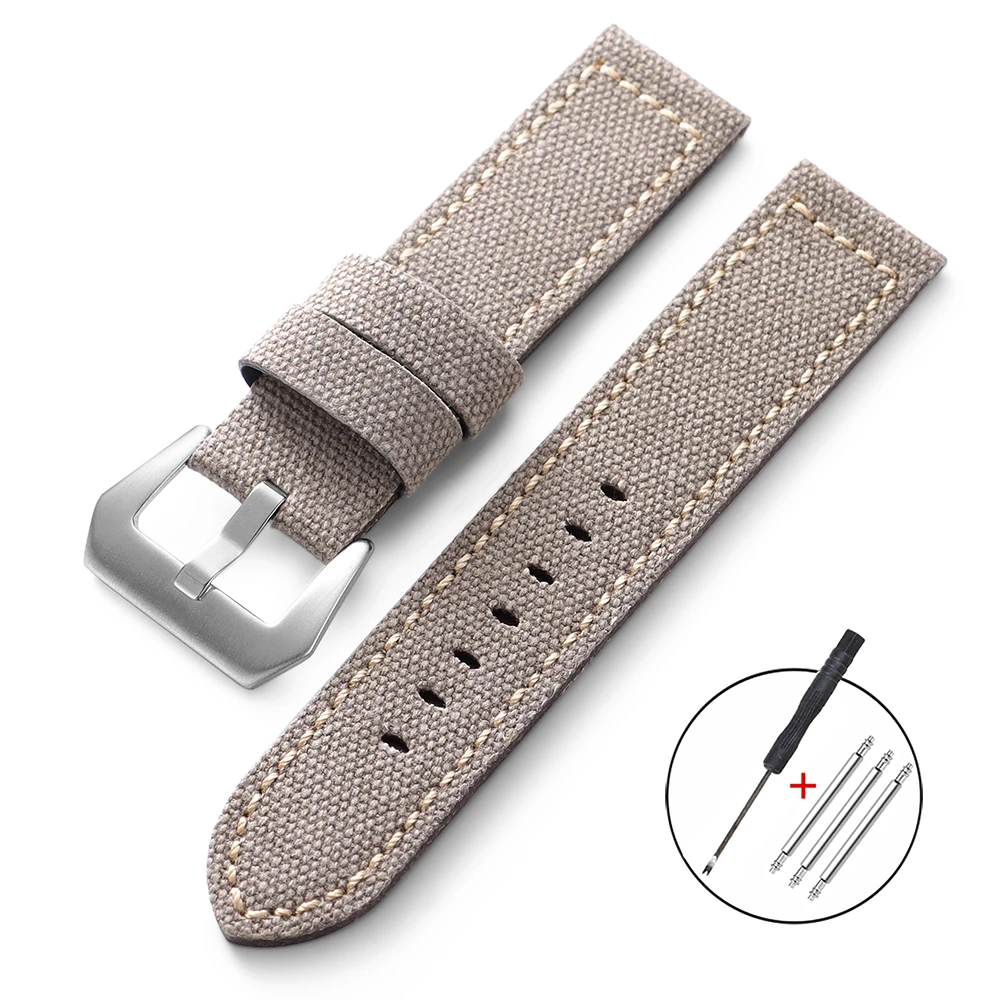 Waterproof Sailcloth Nylon Leather Watch Strap with Quick Release