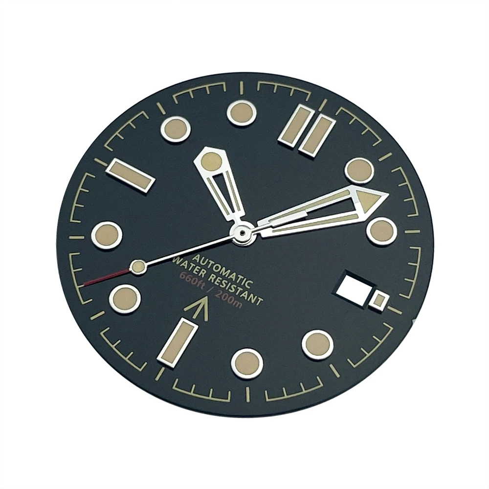 그린 루메가 포함된 MIYOTA8215 무브먼트용 31mm 블랙 멸균 시계 다이얼 ? NEW 007 No Time NTTD에서 영감을 받음