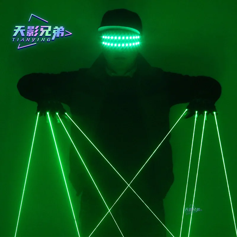 Green laser gloves LED luminous glasses DJ bar street dance luminous gloves dance show stage performance party props luminous gloves