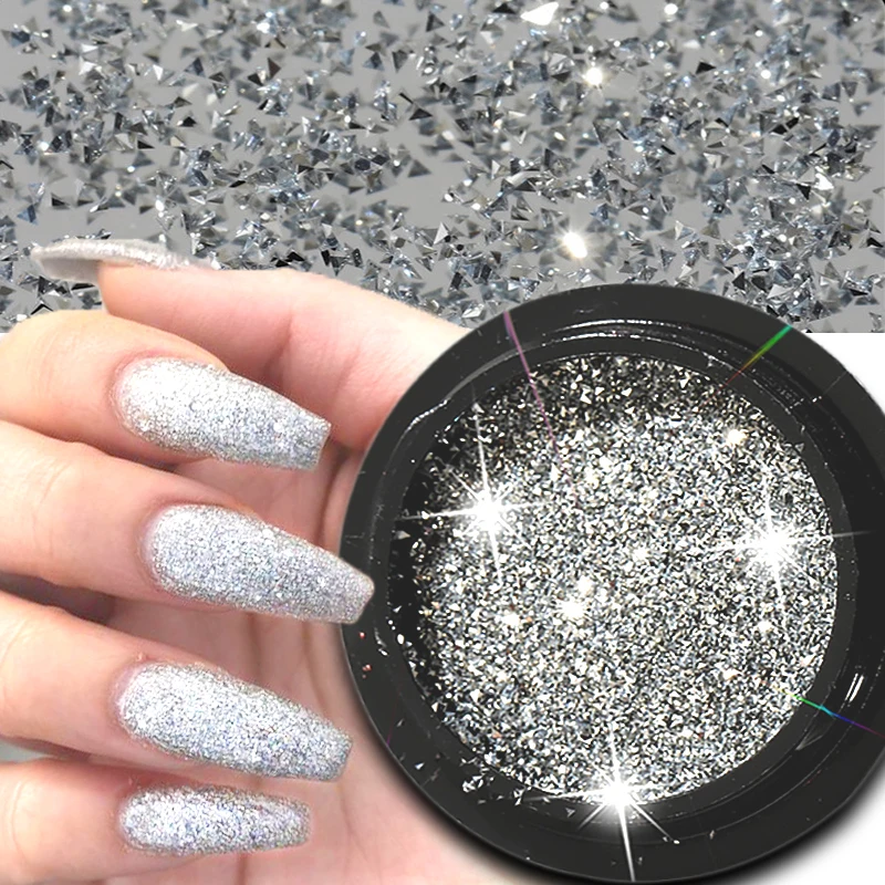 

Nail Art Reflective Glitter Powder Holographic Shining Diamond Crystal Rhinestones Sequins Chrome Nail Powder Decorations