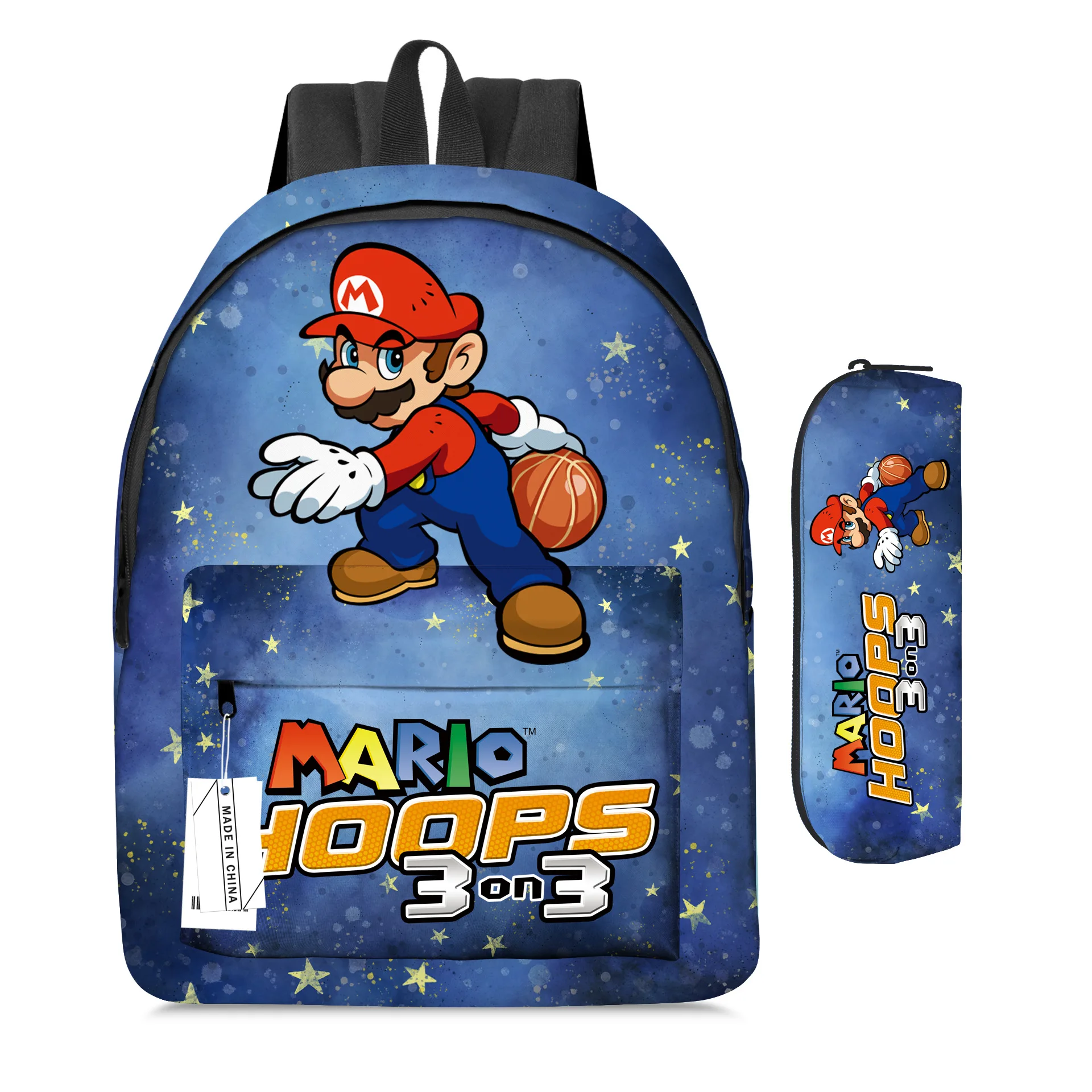 

Two-piece Set of Mario Peripheral Student Schoolbag Children's Backpack Pencil Case Oxford Cloth Shoulder Bag The Best Gift