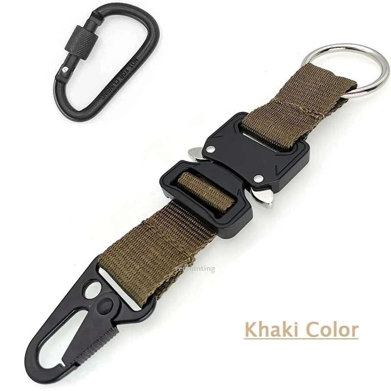 MisFun 10 Pièces Mousqueton Plastique, Mousqueton Tactique, Petit Mousqueton, Escalade Clip, Forme De D En Plastique Mousquetons, Pour Les Randonnées Et Autres Activités De Plein Air (Kaki