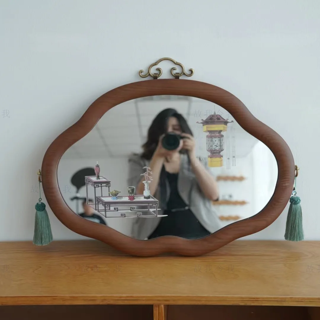 Ruyi mirror Chinese wall-mounted multi-functional dressing mirror living room bathroom special-shaped hanging retro 8