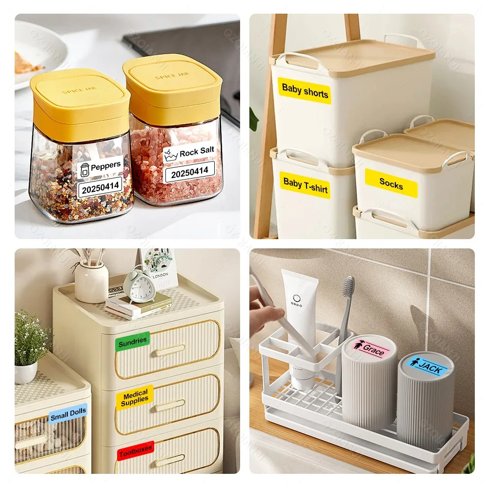 6Rolls White Label Tape for P15 Thermal Label Maker Color Paper 15mmx30mm 230PCS/Roll Waterprood Adhesive DIY Printing Sticker