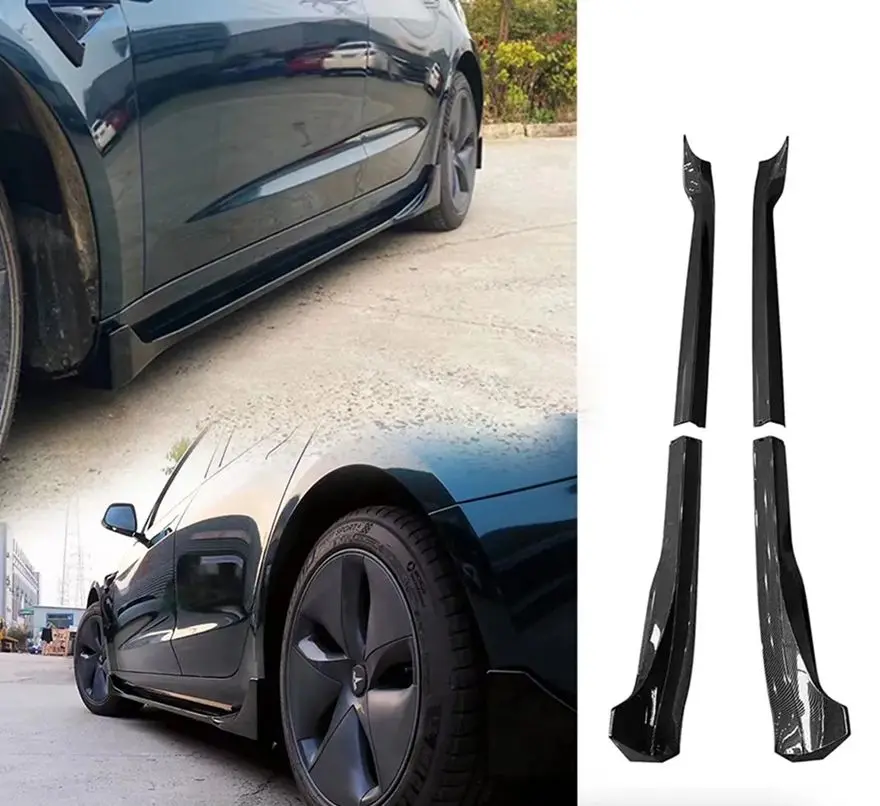 

Боковые юбки, комплект для защиты тела Tesla Model Y 2021-2023 2024, боковая юбка из углеродного волокна, модифицированный комплект для защиты тела из АБС
