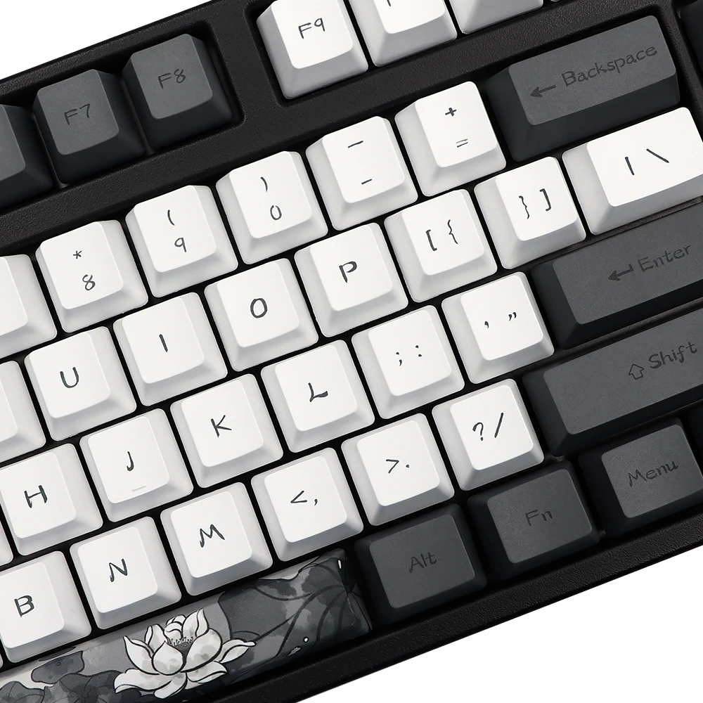 Tinta Lotus Pbt Keycap Perfil Oem Dye Sub Keycaps para Gk61 Rk61 68 980 108 Qwertz Azerty Teclado mx Alemão Francês Espanha - Imagem 5