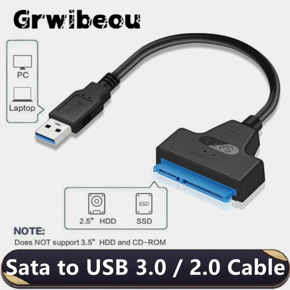 USB SATA 3-Kabel Sata auf USB 3.0/2.0-Adapter unterstützt 2,5 Zoll externe SSD HDD-Festplatte bis zu 6 Gbit/s 22-poliges Sata III-Kabel