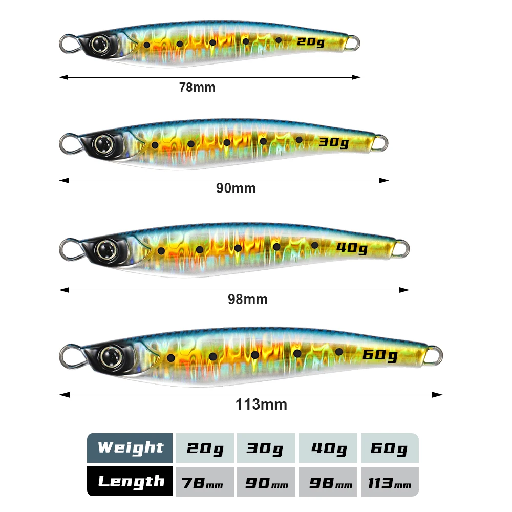 ジギングプロ シーバス釣り用ルアー ジグロージグ 20g 30g 40g 60g