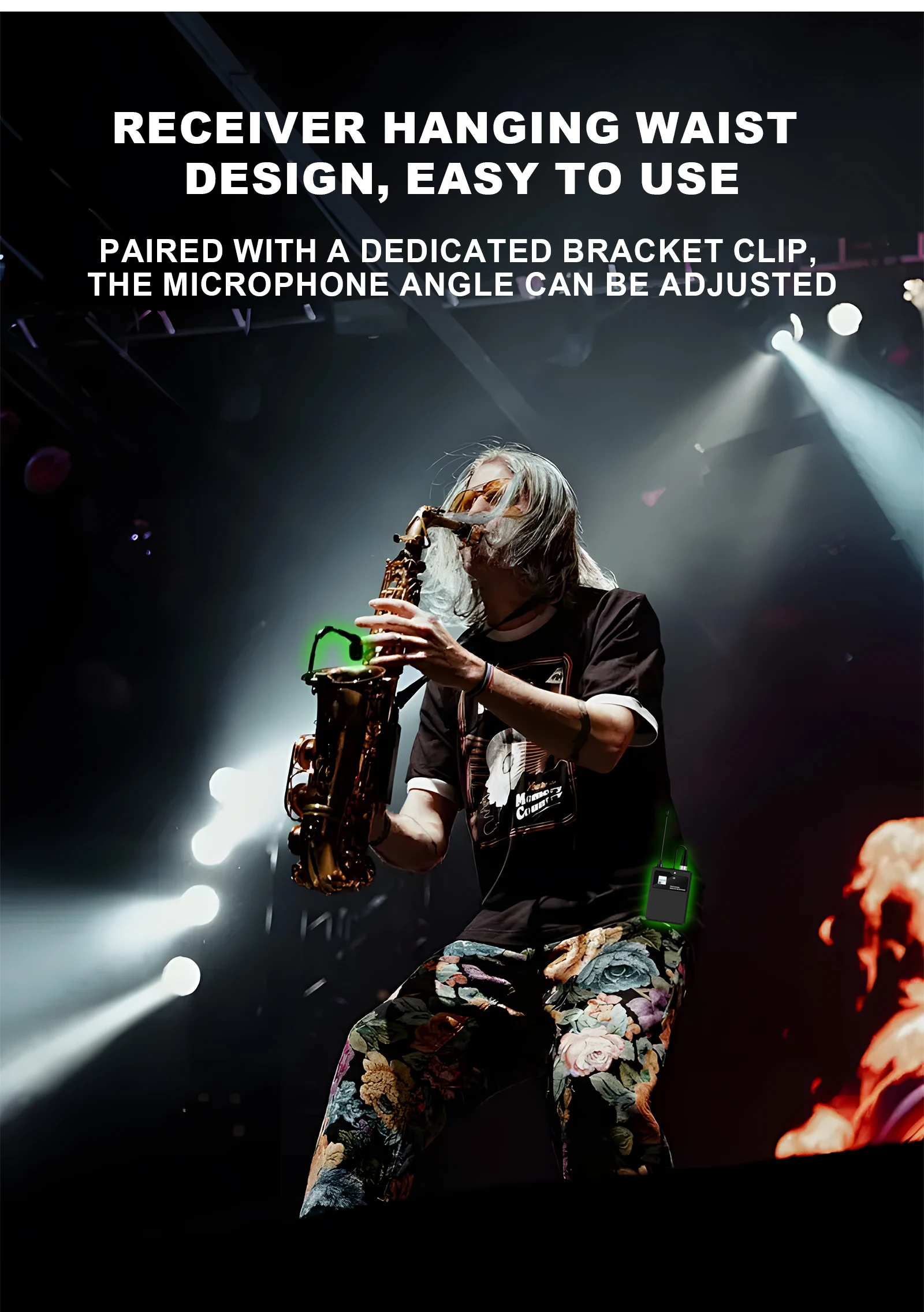 Professional Wireless Instruments Saxophone Microphone Lapel Microphone For Violin, Cello, Brass Percussion Mic