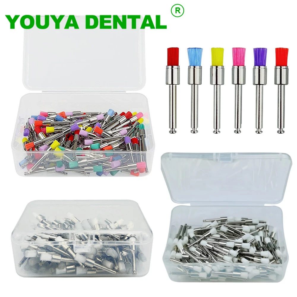 100pcs/Box Dental Polishing Brush Nylon Prophylaxis Brushes Latch Small Flat Polishing Polisher Brush Head Teeth Whitening Tools dental polisher cup dentist instrument product brush 50pcs 100pcs 150pcs oral hygiene flat polishing polisher dental lab tools