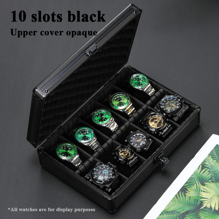 10-Slot Multi-Purpose Aluminum Alloy Watch Storage Case with Removable Internal Divider... - SKU AWSC1109 - UGI Packaging