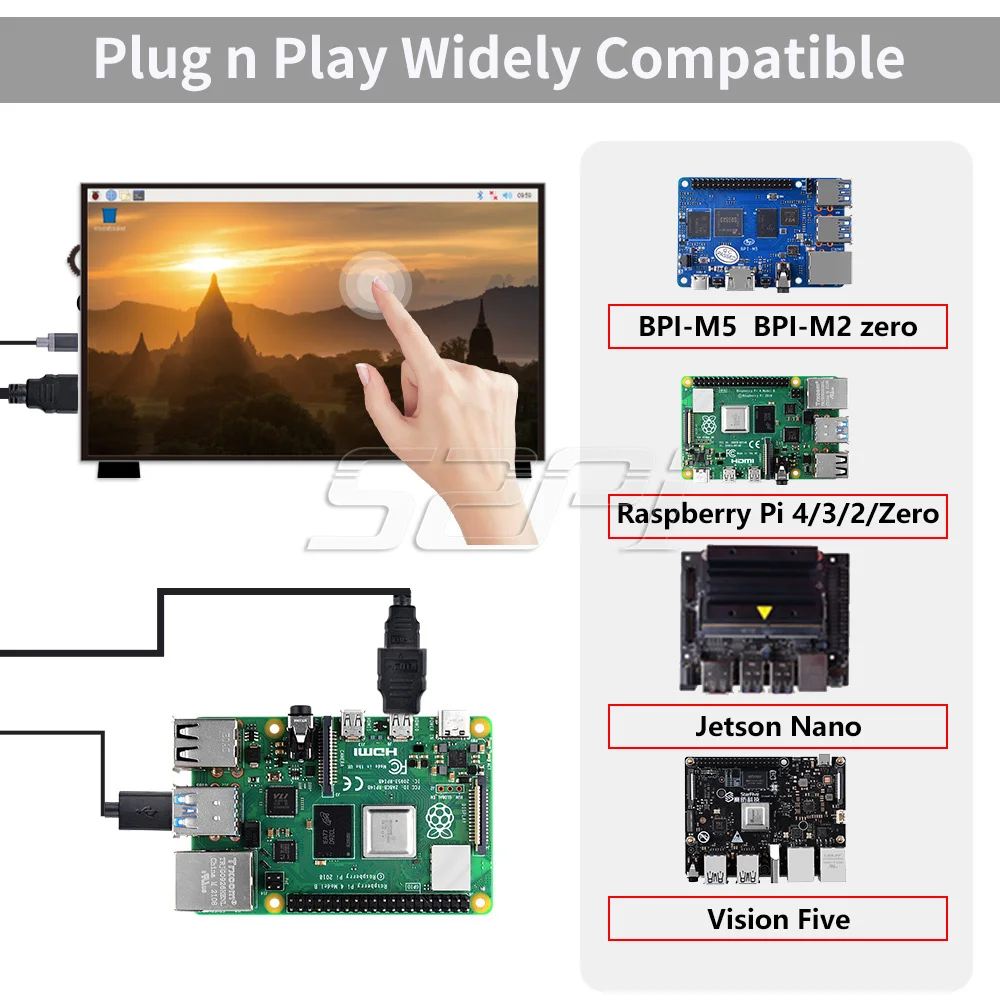 Tela Sensível ao Toque com Alto-falantes e Padrão Raspberry pi pc com Windows 52pi 1024x600 60hz 7 - Imagem 6