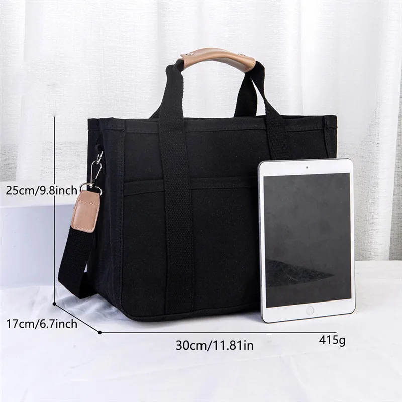 Thickened Canvas Tote Bag, Multi Functional Single Shoulder Crossbody Bag, Large Capacity Handbag with Multi-layer Storage Bag