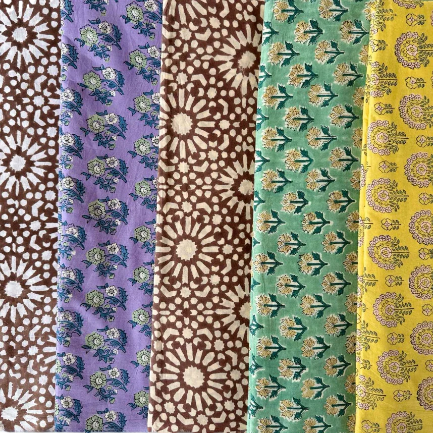 Hand-Embroidered Plant-Dyed Long-Staple Cotton Fabric Home Textiles Clothing Bag Indian Hand-Engraved Printing Cotton Fabric - 5