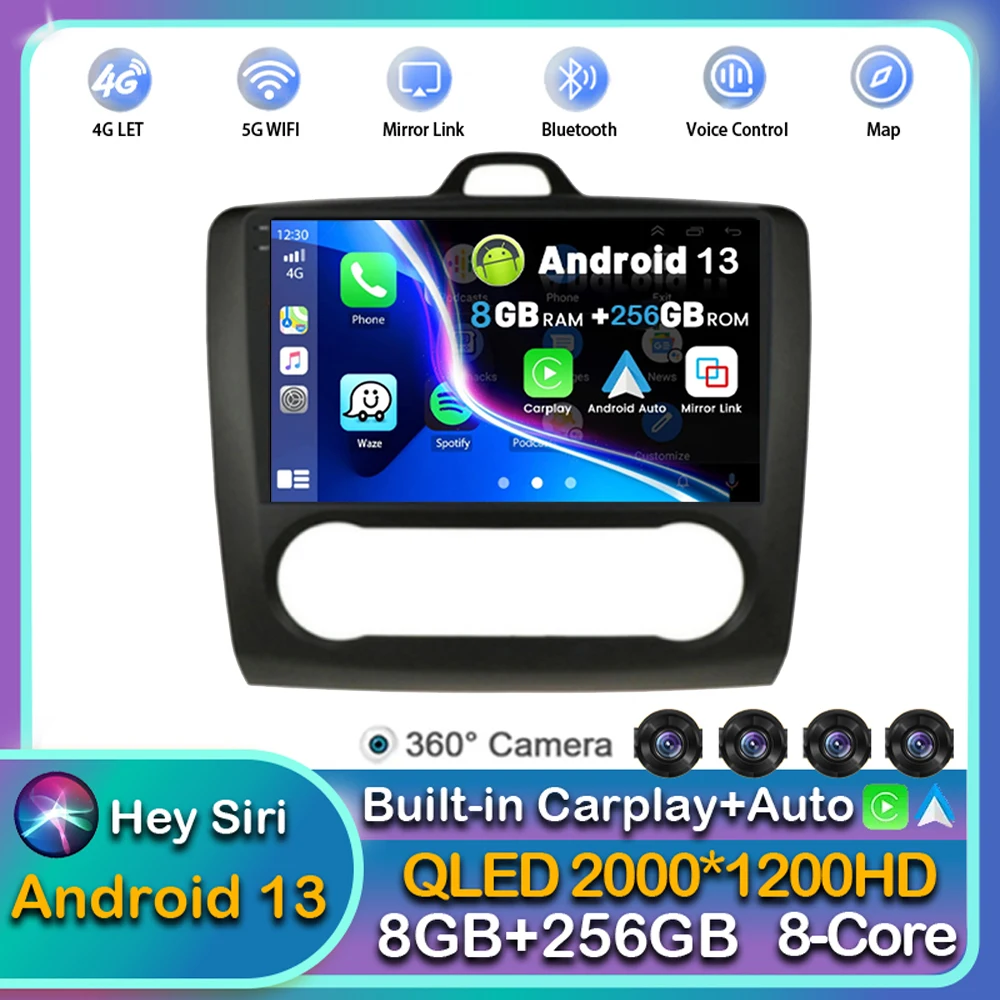 

Android 13 Carplay Auto Car Radio For Ford Focus 2 3 Mk2 Mk3 2004 2005 - 2008 2009 2010 2011 Multimedia Player GPS 4G Stereo DSP