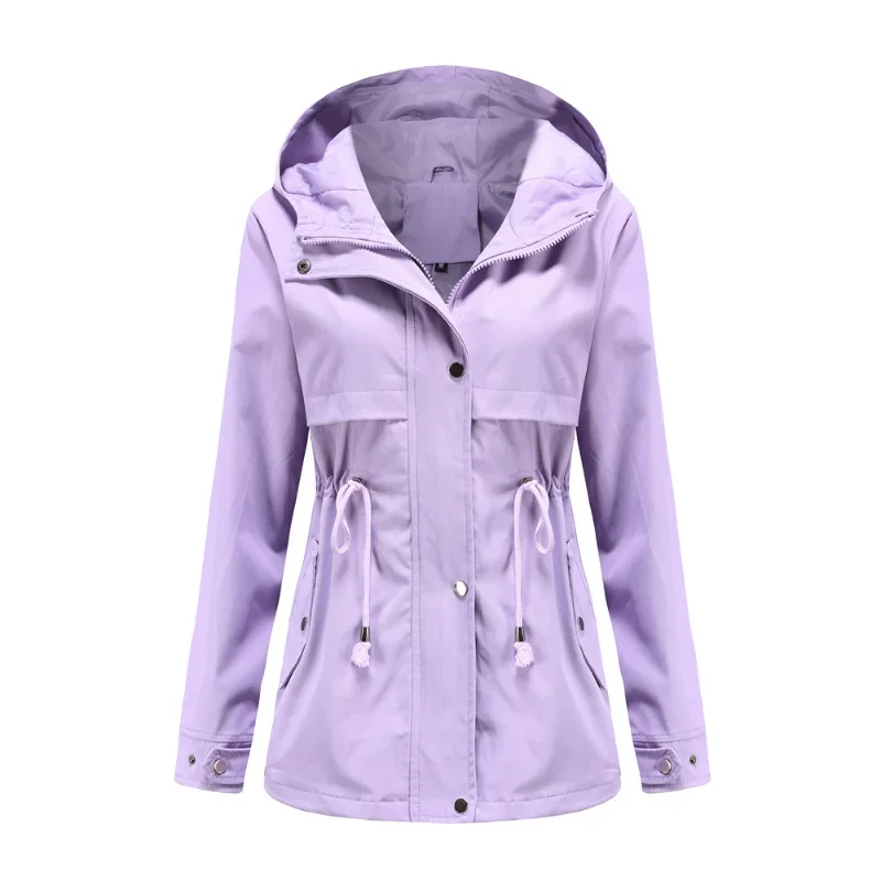 BTQWFD Winter Trench Jackets Women's Coats Female Clothing 2024 Overcoat Ladies Raincoats Long Sleeve with Pocket Windbreaker