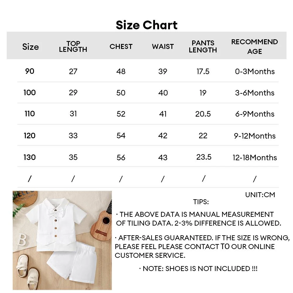 Fashion Summer 2PCS Male Infant Formal Dress Short Sleeve Shirt+Shorts Set With Bow Tie Preschool Set For 0-2Y Newborns Wearing 6