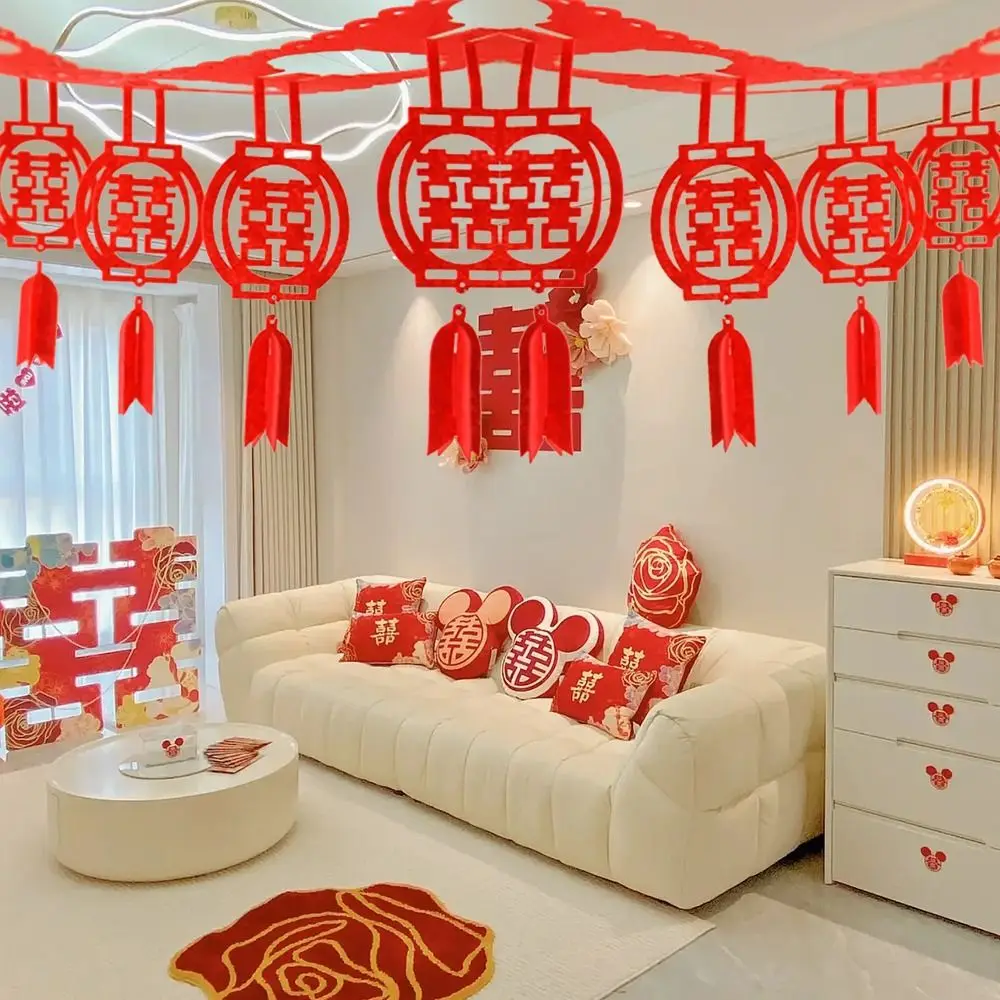 Hochzeits dekorationen im chinesischen Stil DIY traditionelles Frühlings fest chinesische Ehen hängen Banner Vlies Wohnkultur – Detail 4