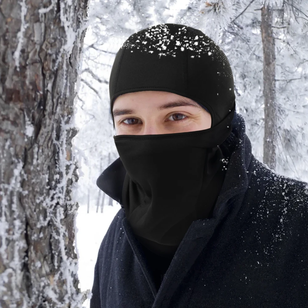 Winter Fleece Balaclava Schwarz Full Face Maske Hals Wärmer