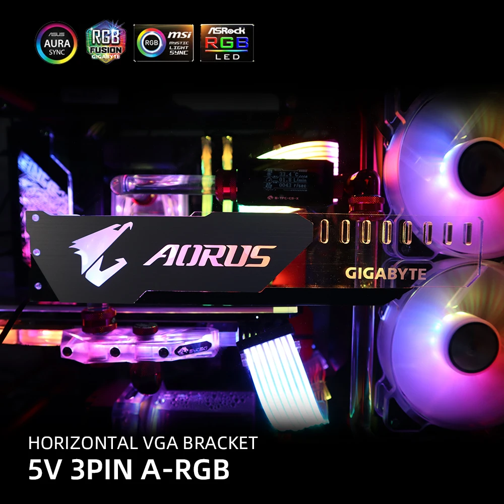 Suporte de Alumínio Gpu Suporte Vga Aorus 5v3pin Rgb Msi Rog Nvidia Suporte de Placa de Vídeo Horizontal Metal Aura 12v Mod Personalizar - Imagem 6
