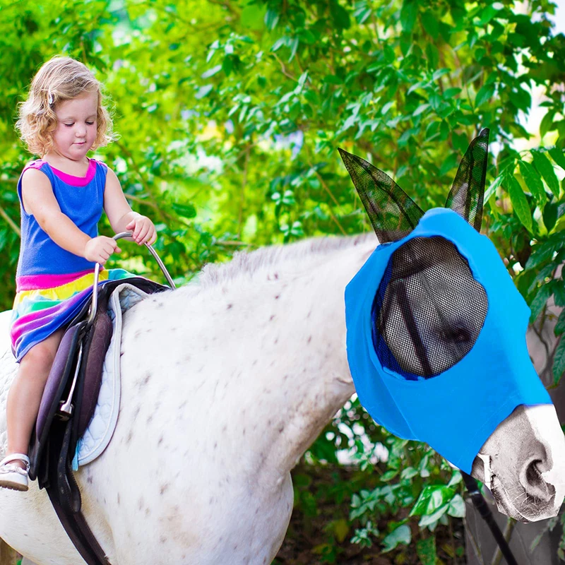 

Multicolor Horse Masks Anti-Fly Worms Breathable Stretchy Knitted Mesh Anti Mosquito Mask Riding Equestrian Equipment New