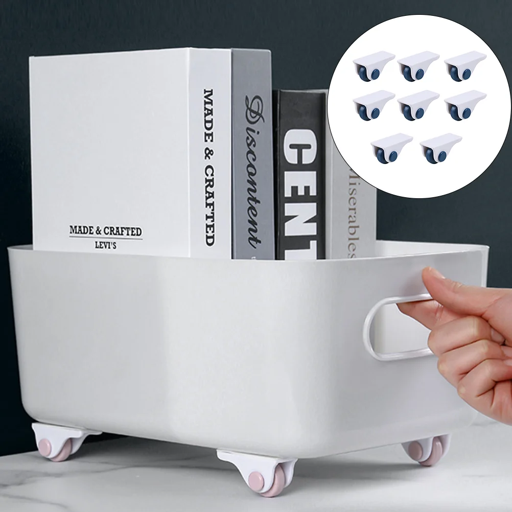 8 Pcs Adhesive Roller Storage Case Caster Bins with Brake Self-adhesive Sticky Casters The Hips Wheels 6