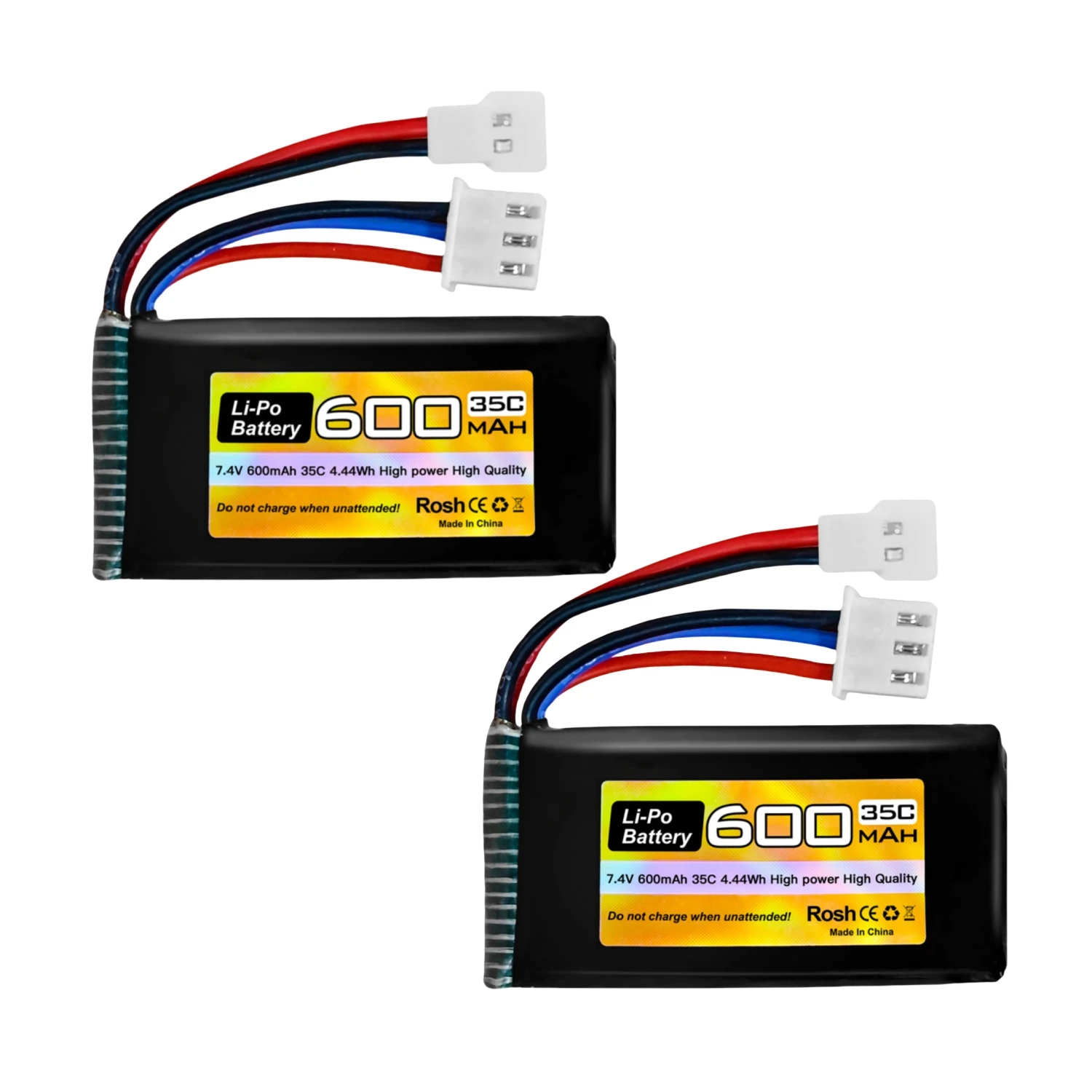 2 batteries LiPo 7.4V 600mAh 35C 2S pour FMS FCX24 RC