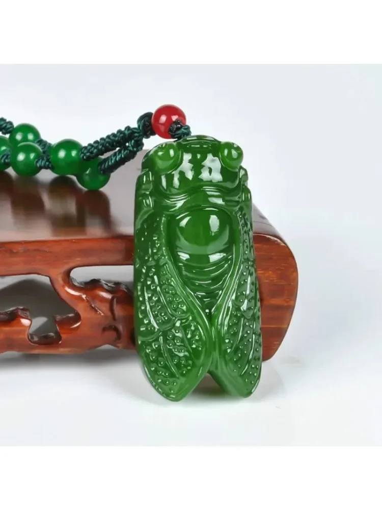 12 Pendenti Intagliati A Forma Di Cicala In Giada Verde Artificiale - Perline 32x12x8 Mm