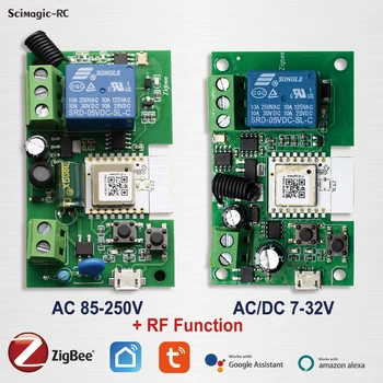 Zigbee 스마트 홈 자동화 모듈 스위치, DC AC 7-32V, 12V, 24V, 85-250V, Tuya Smartlife 릴레이, Alexa용 DIY 타이머