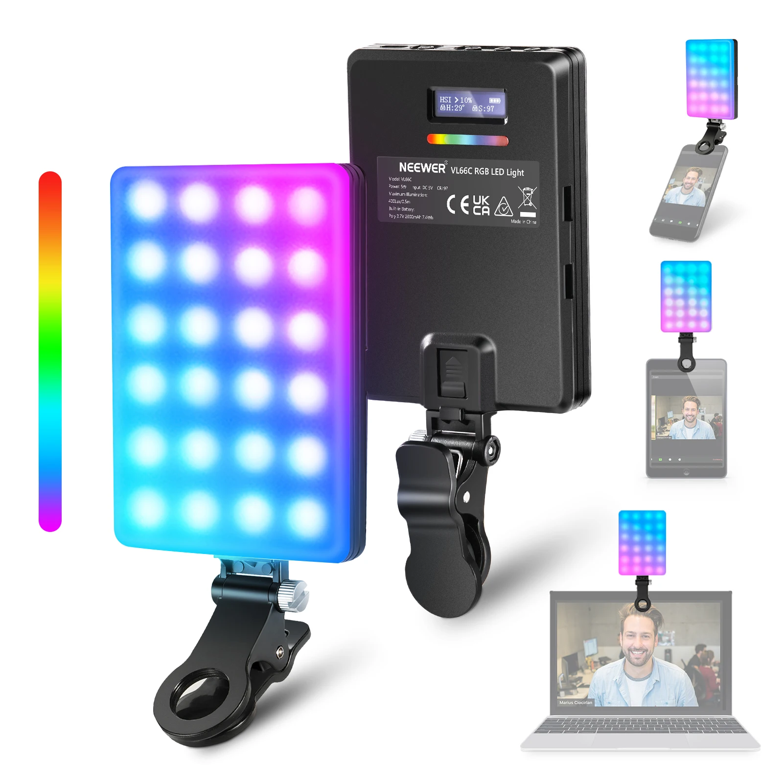 NEEWER Vlogging Kit LED Light, Wireless Mic Tripod For IPhone