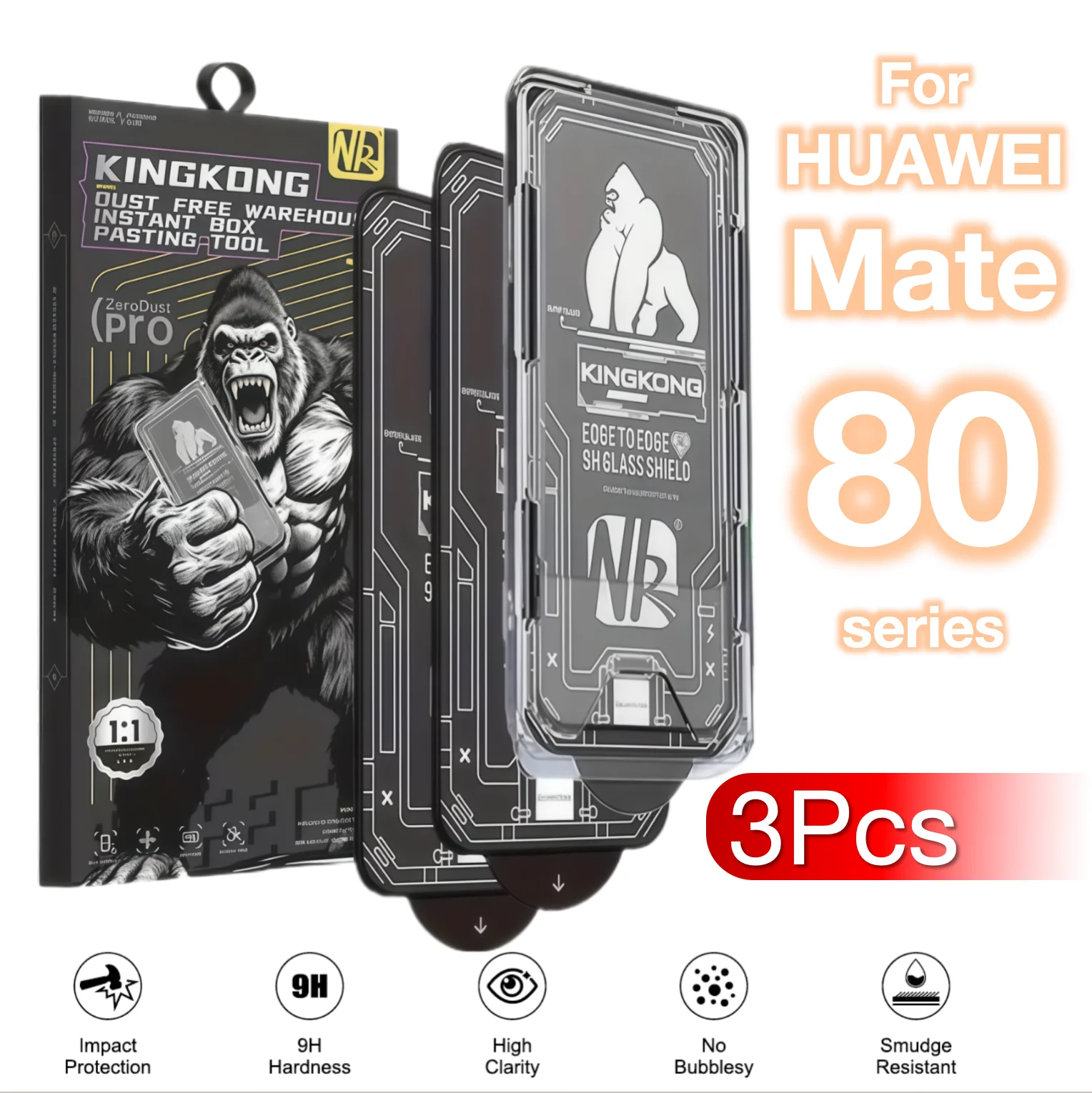 3 uds para HUAWEI Mate 80 Pro Max RS Protector de pantalla de vidrio templado 9H sin burbujas de polvo accesorios móviles súper suave