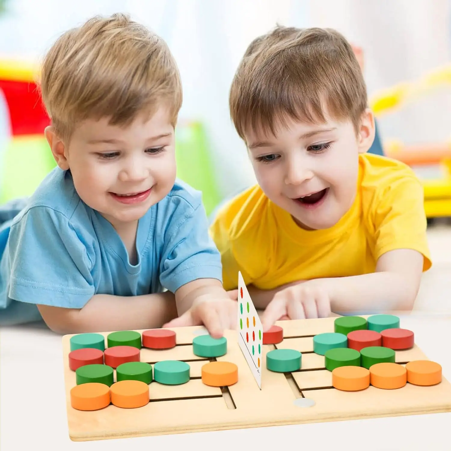 Wooden Toy Wooden Puzzle Toys Montessori Toys Sensory Toy Early Education Toys Puzzle Toys Educational Toys Color Sorting Game Montessori Wooden Colorful Slide Puzzle Board Game Color Matching Slide Sensory Educational Toys Preschool Activity for Toddlers