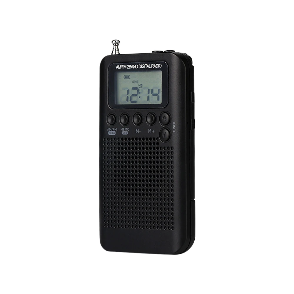 HRD-104 Pocket Radio Stereo Antenna Digital Tuning Radio LCD Display Radio FM AM Pocket with Driver Speaker Rechargeable