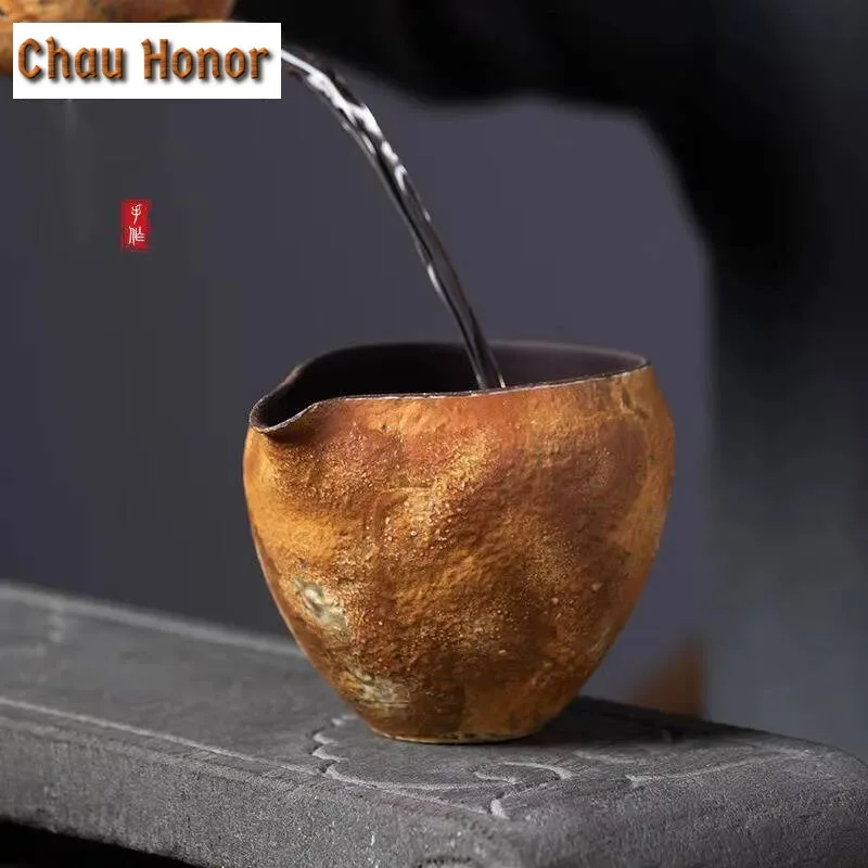 190ml Retro Old Rock Mud Tea Pitcher Handmade Longquan Celadon Cha Hai Household Justice Cup Kung Fu Tea Drinkware Gift Box