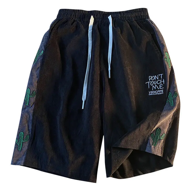2023 Cactus Embroidered Summer Shorts Japanese Academy Style Antique Couple Capris Bomb Street Men's and Women's Sports Pants