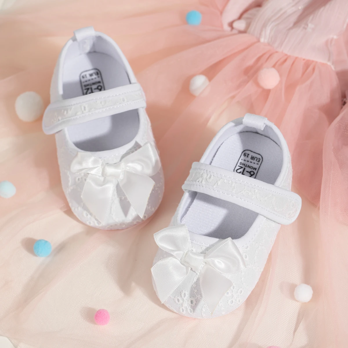 Детская обувь KIDSUN, Белая обувь для младенцев, мягкая подошва, обувь для первых шагов, вечерняя Свадебная обувь для маленьких девочек