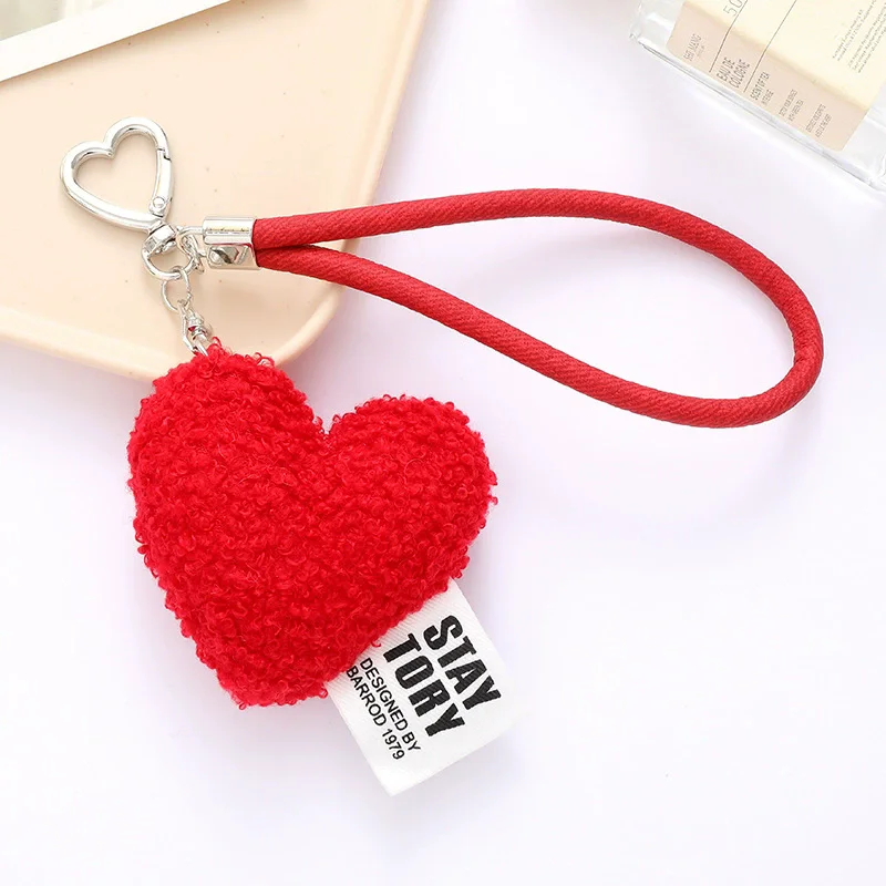 Simple Fur Love Design Key Chain Jewelry for Women Bags Pendant Hanging Key Ring Accessories Colored Heart Keychain