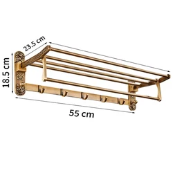 Elegant Antique Brass Bathroom Accessories Set - Includes Robe Hook, Paper Holder, Towel Bar, and Soap Basket (Towel Rack)