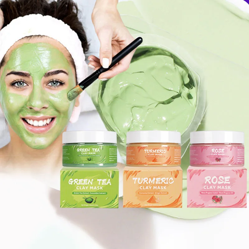 

Turmeric Green Tea Rose Avocado Facial Mask Clay Mud Masks Moisturizing Removal Blackhead Whitening Face Mask Mud Skin Care