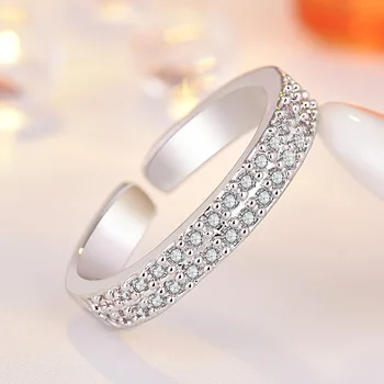 Anelli in Argento Sterling 925 con Zirconi Brillanti, Semplici per Donne, Gioielli per Matrimonio e Fidanzamento, Regalo di Moda di Alta Qualità