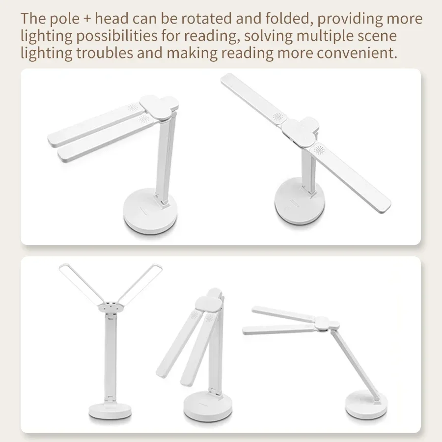 Foldable LED Desk Lamp USB Rechargeable Reading Lights 3 Levels Dimmable Touch Eye Protection For Bedroom Bedside Study Lighting 5