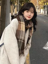 Winter Cashmere Warm Plaid Print Scarf Women Fashoin Thick Casual Long Pashmina Wrap Tassel Blanket Couple Gifts Boy/Girlfriends