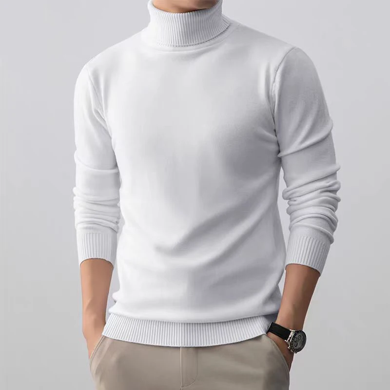 Autumn Mens Woolen Knitted Turtleneck Sweater Slim Long Sleeve Anti-pilling Pullover Outdoor Winter Warm Heavyweight Streetwear