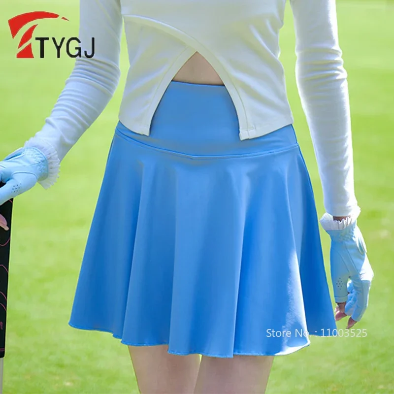 TTYGJ Women Anti-light Golf Skirt Ladies Pleated Slim Mini Skort with Inner Short Women High-Waist Tutu Skirts Golf Culottes