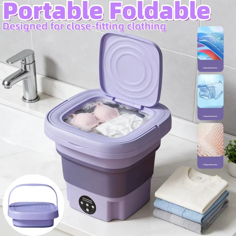 Hot Folding Portable Washing Machine Big Capacity with Spin Dryer Bucket for Clothes Travel Home Underwear Socks Mini Washer 1