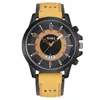 Men’s High Quality Casual And Versatile Fashionable Simple Large Round Dial Calender Hollow Out Frosted Strap Quartz Watch 1