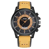 Men’s High Quality Casual And Versatile Fashionable Simple Large Round Dial Calender Hollow Out Frosted Strap Quartz Watch 1